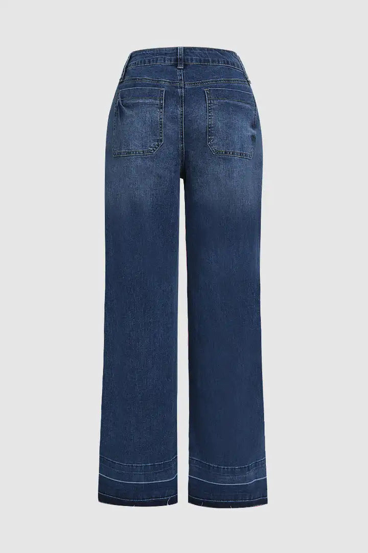 Women's Vintage Washed High Waist Wide Leg Denim Jeans