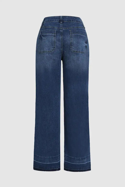 Women's Vintage Washed High Waist Wide Leg Denim Jeans