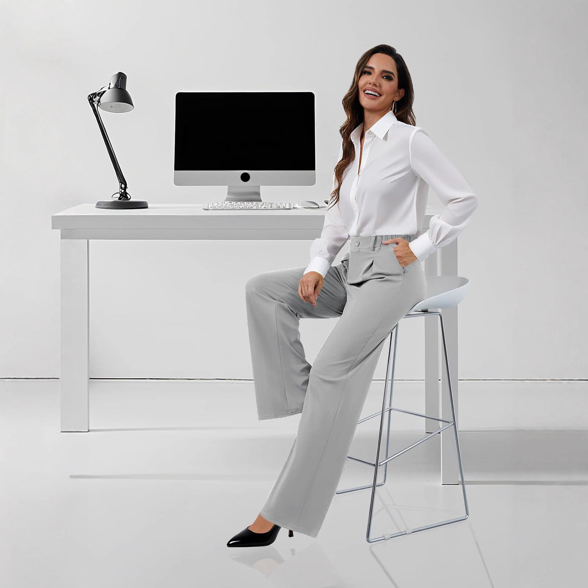 Women's High Waisted Wide Leg Work Pants Business Casual