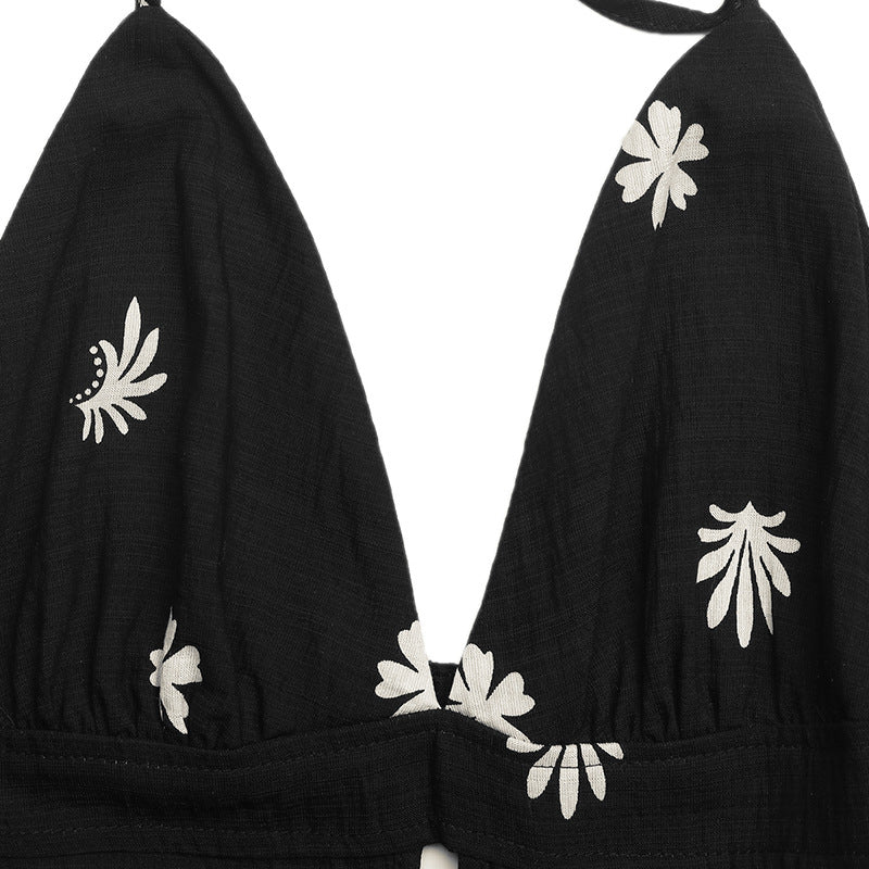 Halter Backless Floral Maxi Dress Boho Summer Vacation