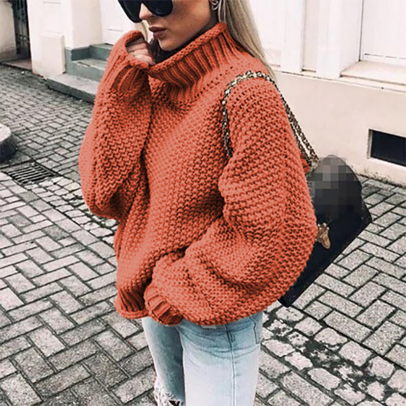 Women's Chunky Oversized Turtleneck Batwing Sweater