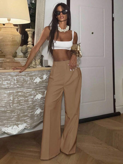 High Waisted Wide Leg Dress Pants Casual Work Trousers