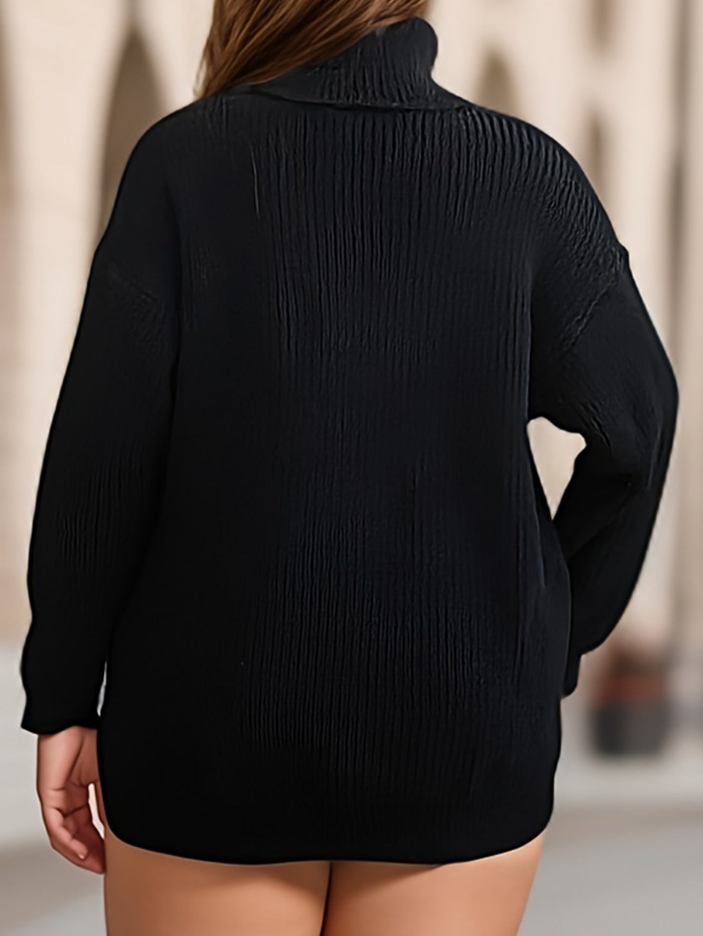 Turtleneck Loose Pullover Sweater Split Fork