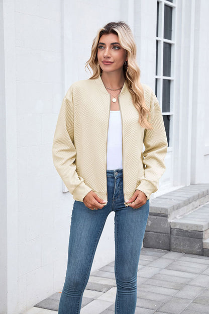 Women's Casual Zip Up Sweatshirt Jacket Long Sleeve Quilted