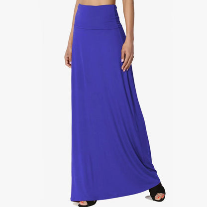 Women's Cotton High Waist Maxi Skirt Solid Casual