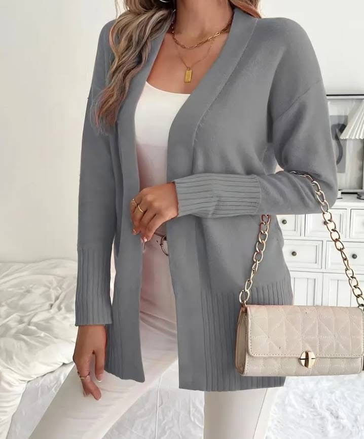 Plus Size Oversized Chunky Cardigan Open Front Pockets