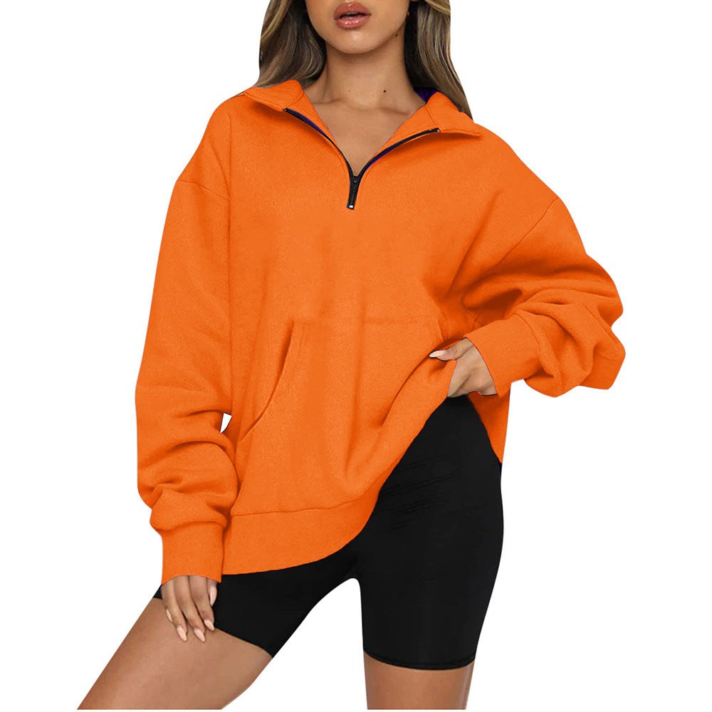 Oversized Half Zip Fleece Pullover Sweatshirt with Pocket