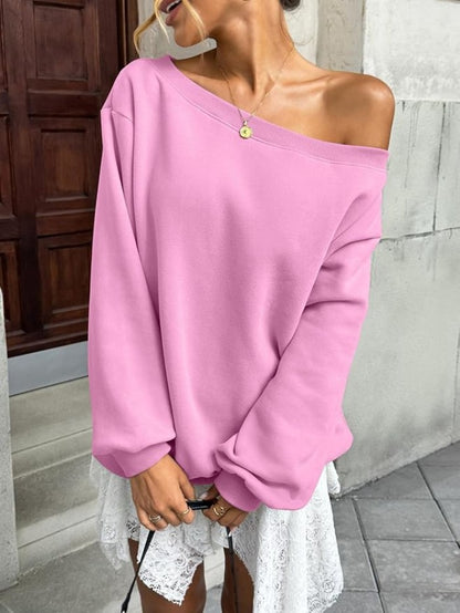 Off Shoulder Sweatshirt Women Oversized Casual Pullover