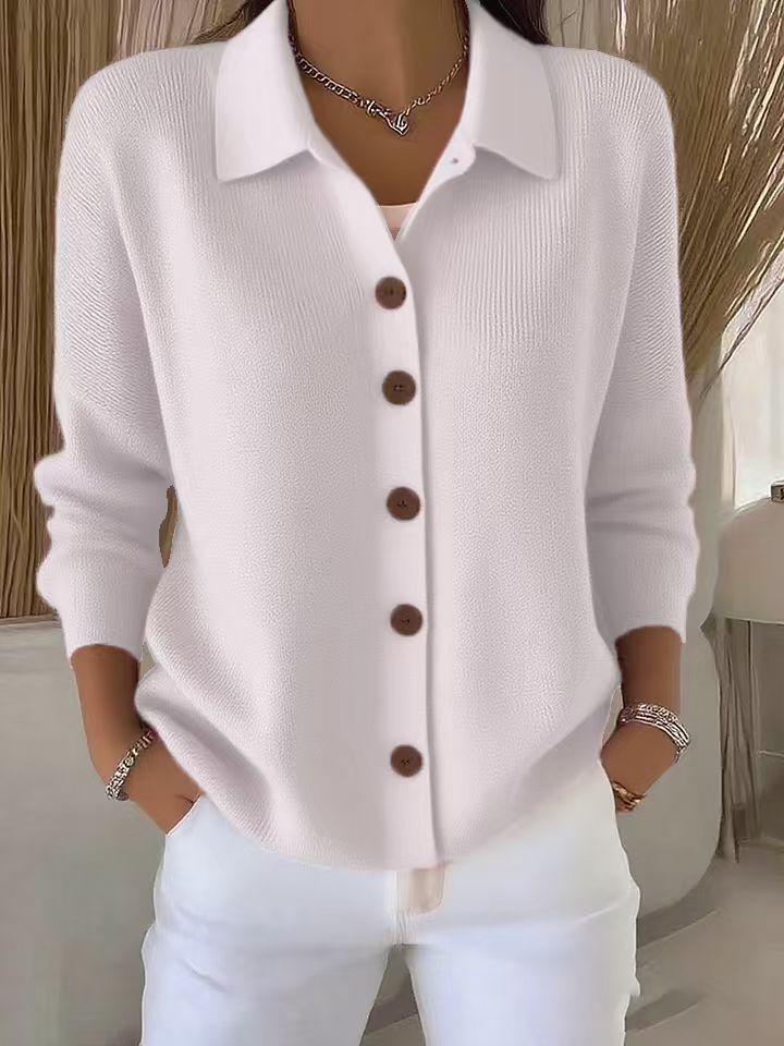 Women's Collared Button Down Knit Cardigan Sweater