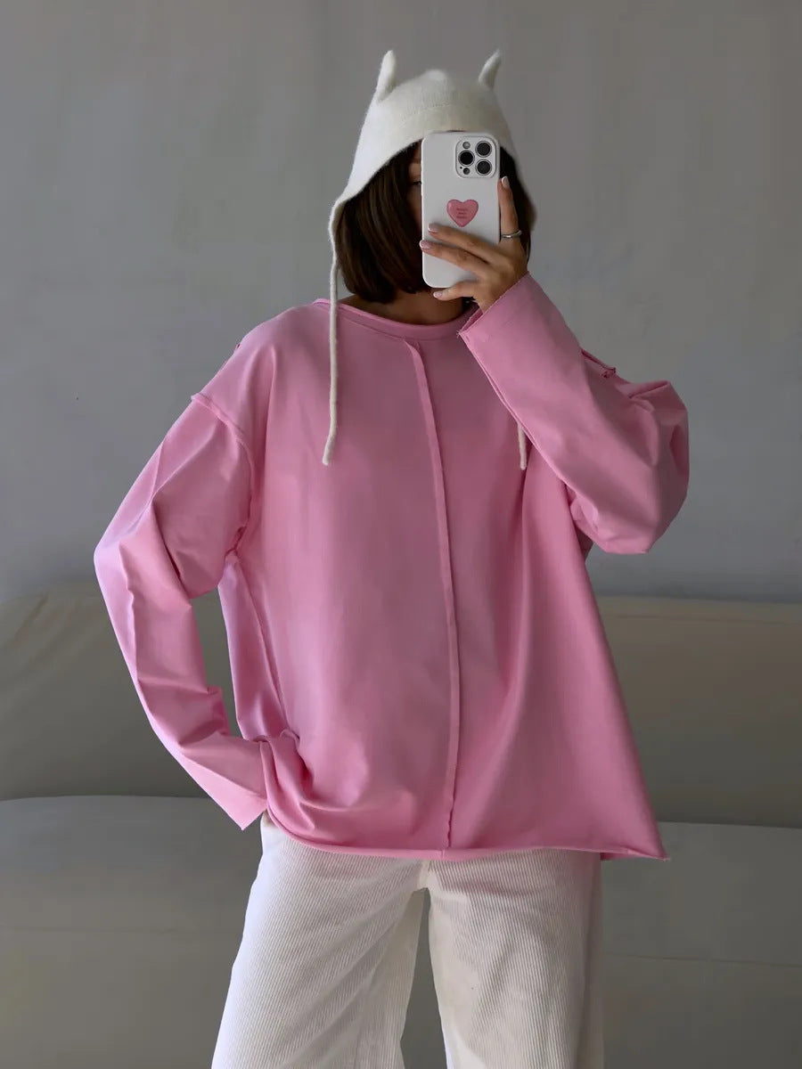 Black Oversized Seam Detail Long Sleeve Tee