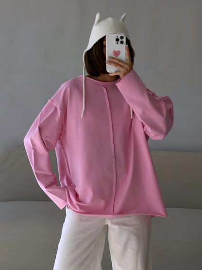 Black Oversized Seam Detail Long Sleeve Tee