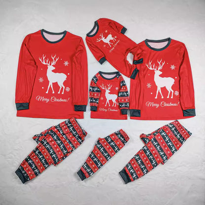 Deer Letter Print Plaid Parent-child Christmas Pajama Set