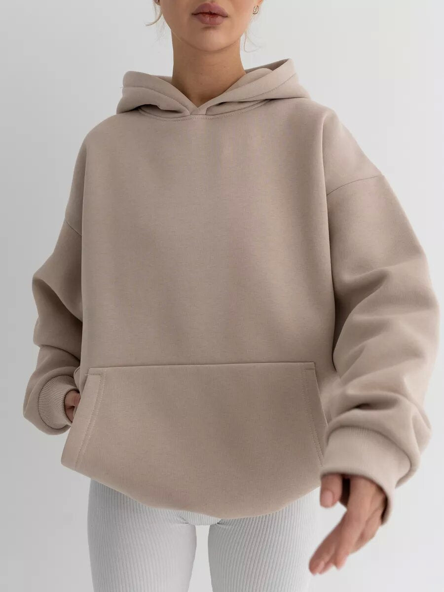 Women's Oversized Hoodie Solid Streetwear Sweatshirt
