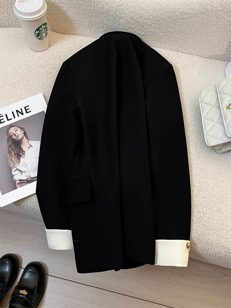 Women's Blazer with Contrast Cuffs Single Breasted