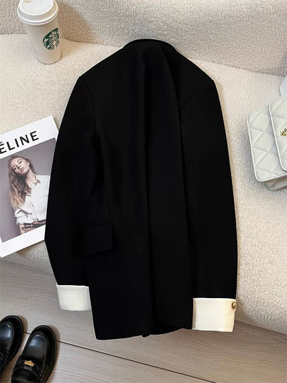 Women's Blazer with Contrast Cuffs Single Breasted