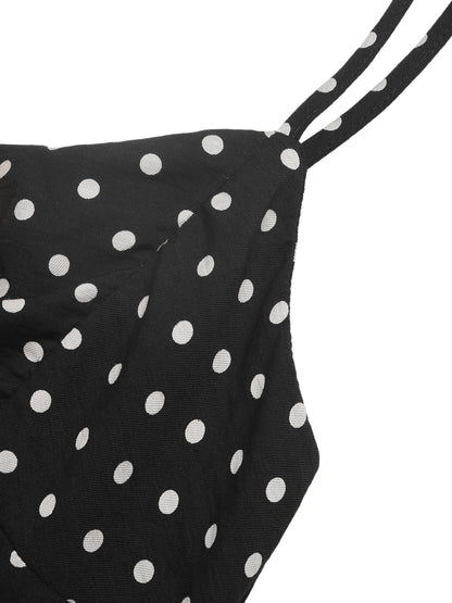 Black Polka Dot Spaghetti Strap Mini Dress Sexy Summer Trend