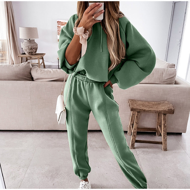 Women's Oversized Fleece Hoodie Jogger Pants Set