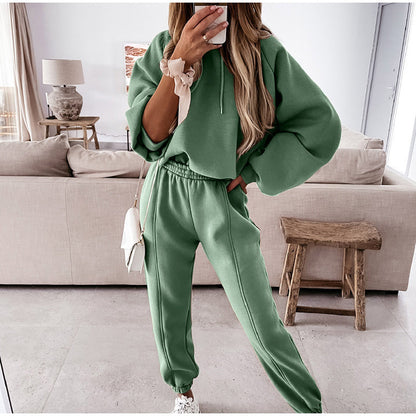 Women's Oversized Fleece Hoodie Jogger Pants Set