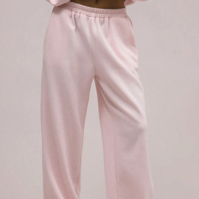 Pink Hoodie Wide Leg Sweatpants Lounge Set