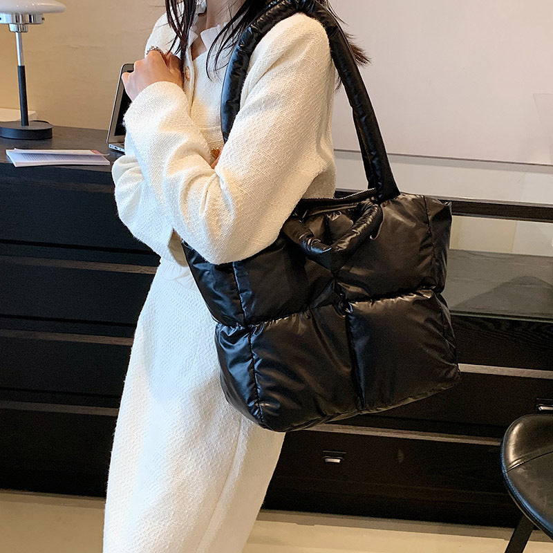 Light Down Cotton Padded Shoulder Padding Tote Bag