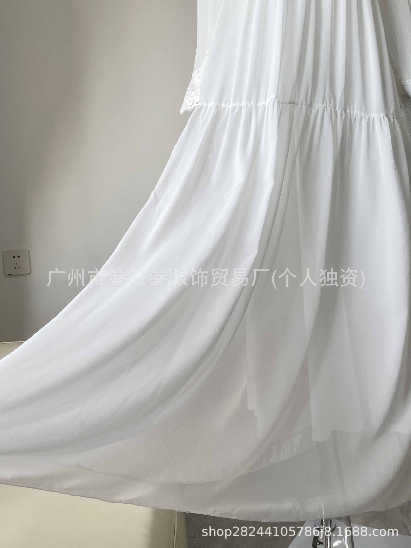 Women's Boho Lace Chiffon Long Sleeve Maxi Dress