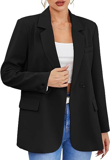 Women's Casual Blazer Two Button Lapel Office Jacket