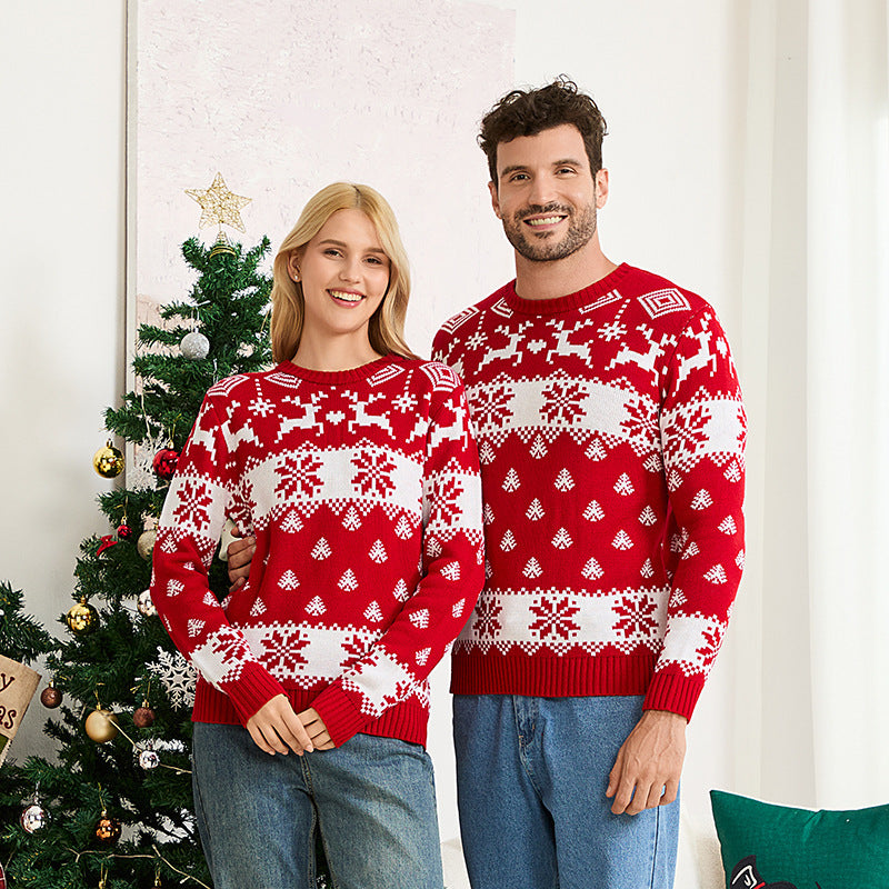 Family Matching Christmas Sweater Reindeer Knit Pullover