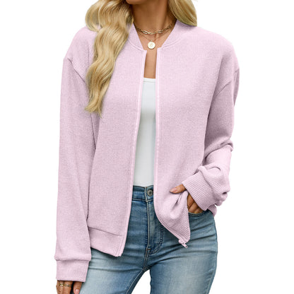 Women's Oversized Zip Up Jacket Casual Long Sleeve
