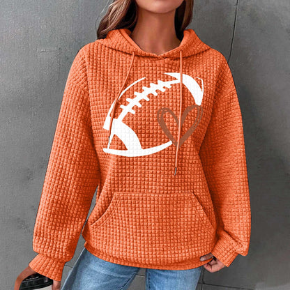 Women's Game Day Football Heart Waffle Hoodie