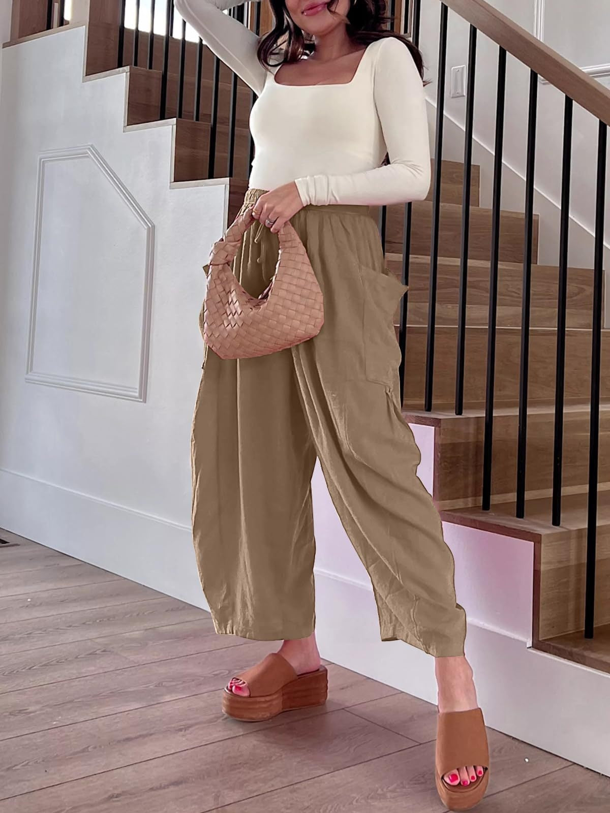 Wide Leg Linen Pants Women's High Waist Casual Loose Fit