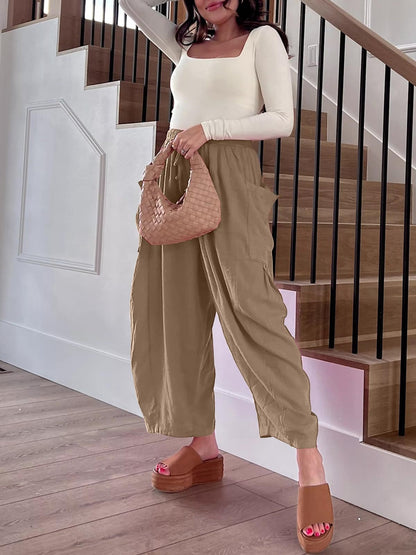Wide Leg Linen Pants Women's High Waist Casual Loose Fit