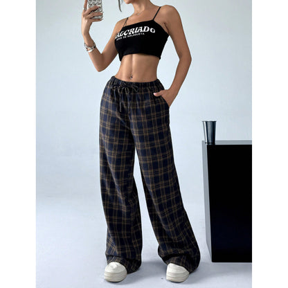 Leopard Print Wide Leg Pants High Waist Pocket Casual