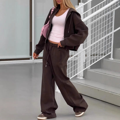 Women's Oversized Zip Up Hoodie Sweatpants Matching Set