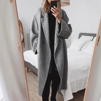 Women's Oversized Long Wool Coat Winter Trench Outerwear