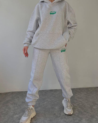 Women's Fleece Lined Graphic Hoodie Sweatpants Set