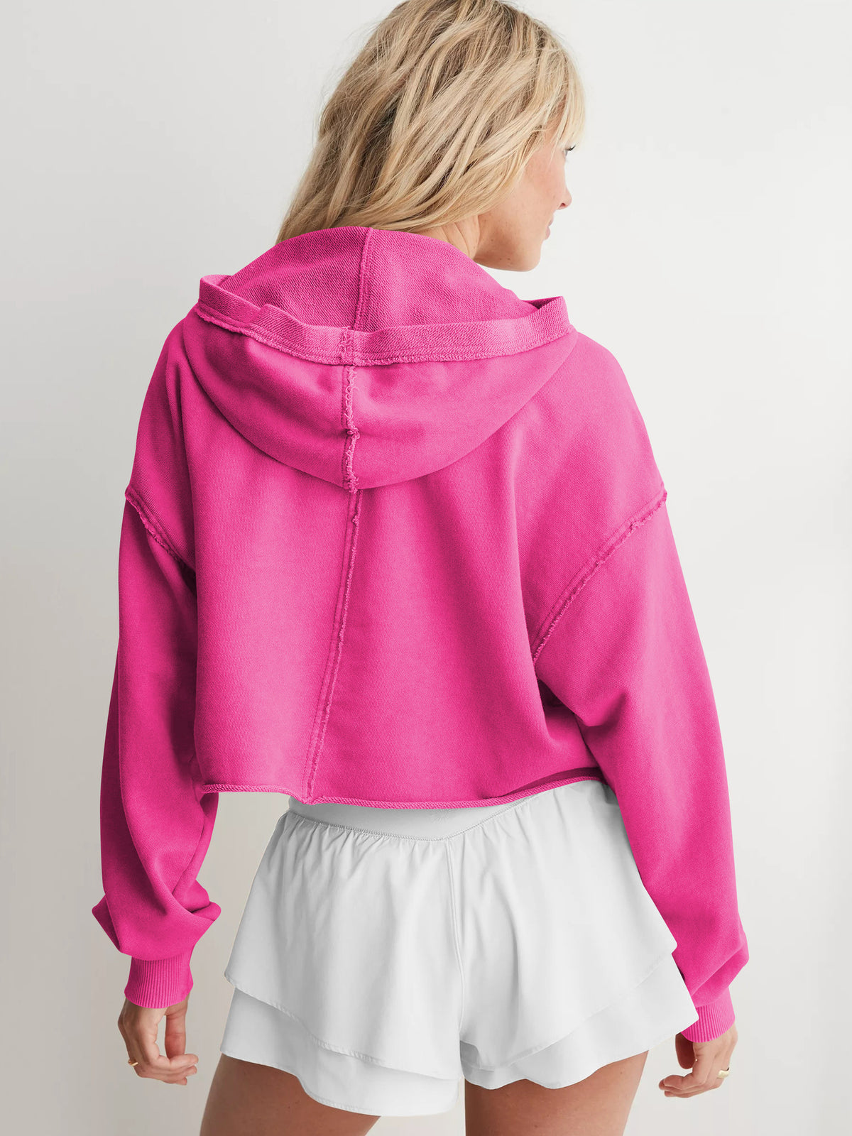 Women's Oversized Cropped Hoodie V-Neck Pullover