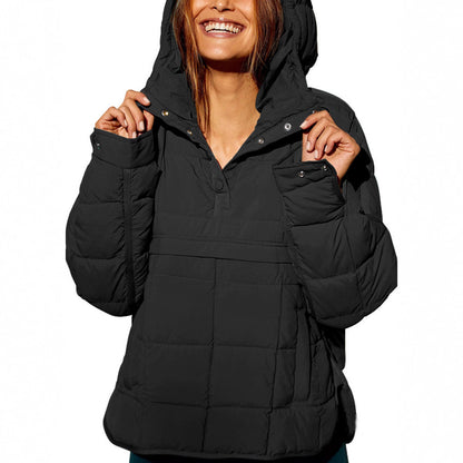 Women Oversized Hooded Quilted Pullover Puffer Jacket