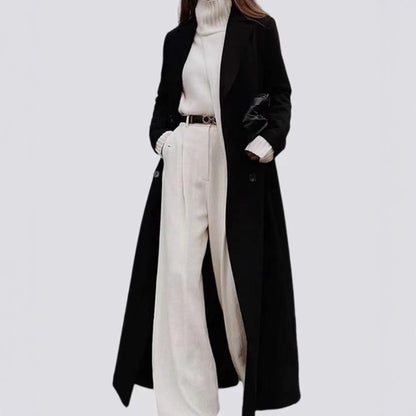 Women's Long A-Line Coat V-Neck Winter Overcoat