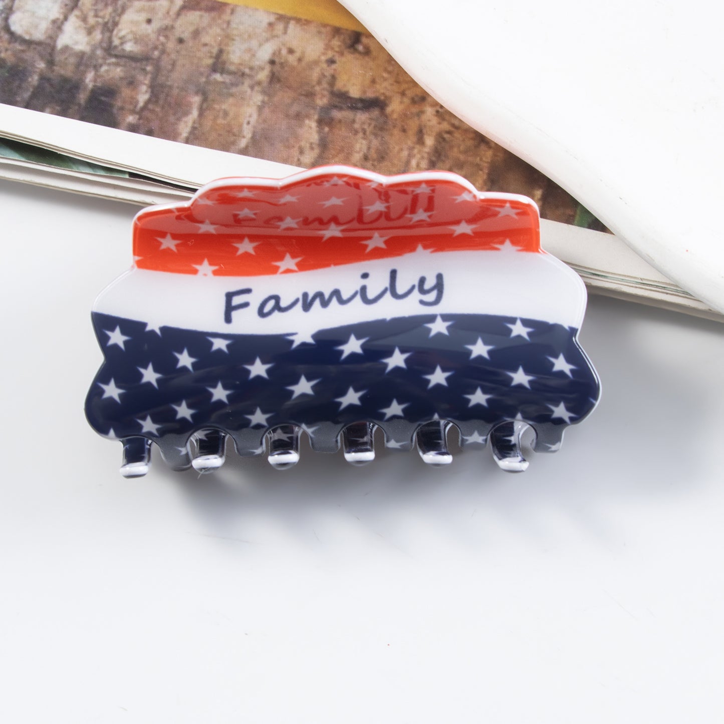 4th of July American Flag Hair Claw Clip USA