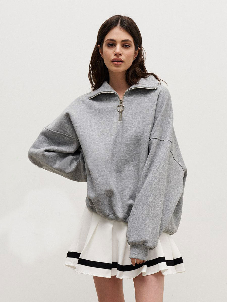 Oversized Quarter Zip Sweatshirt Women Casual Loose Fit