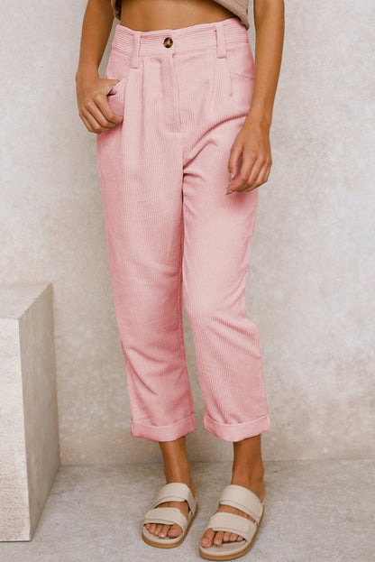 Women's Corduroy High Waisted Straight Leg Pants