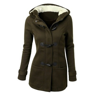 Women's Plus Size Hooded Toggle Coat Fleece Lined Jacket