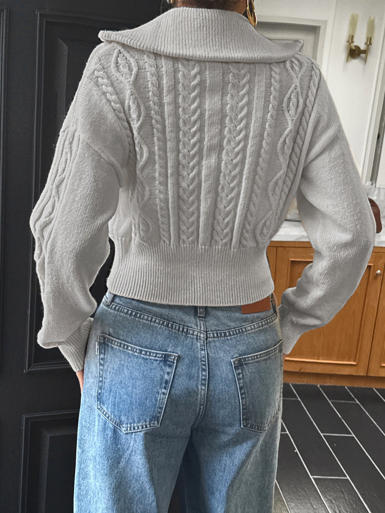 Women’s Y2K Zip Up Knit Sweater Jacket Long Sleeve Top