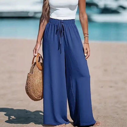 Women's Wide Leg Palazzo Pants Drawstring Flowy Casual