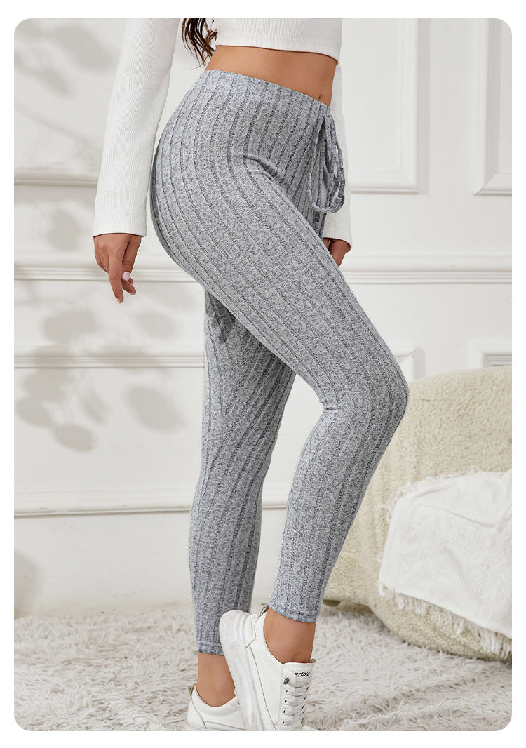 Women's Ribbed High Waisted Yoga Leggings Butt Lifting