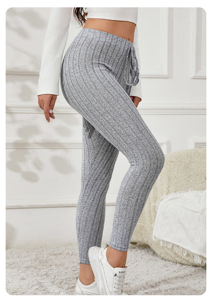 Women's Ribbed High Waisted Yoga Leggings Butt Lifting