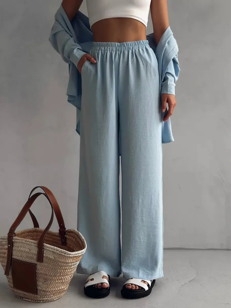 Women's Cardigan Wide Leg Pants Two Piece Lounge Set
