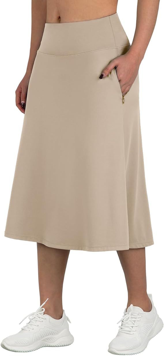 Women's High-Waisted A-Line Skirt with Pockets – Casual Sports Skirt