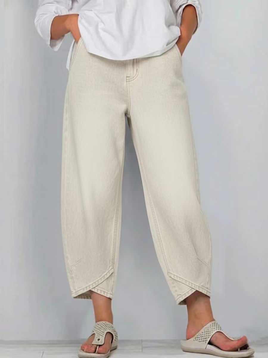 Women's Wide Leg Baggy Cropped Jeans Denim Pants