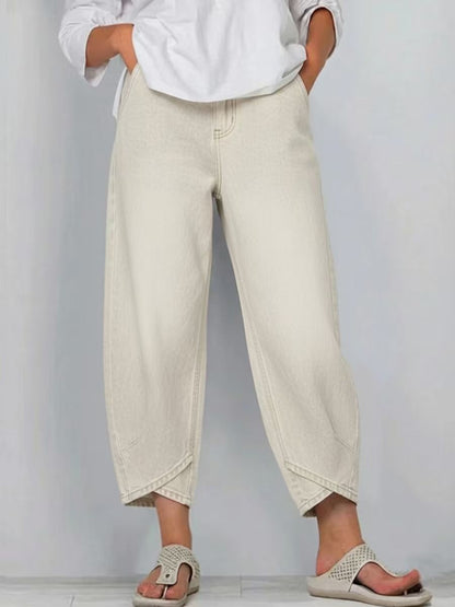 Women's Wide Leg Baggy Cropped Jeans Denim Pants